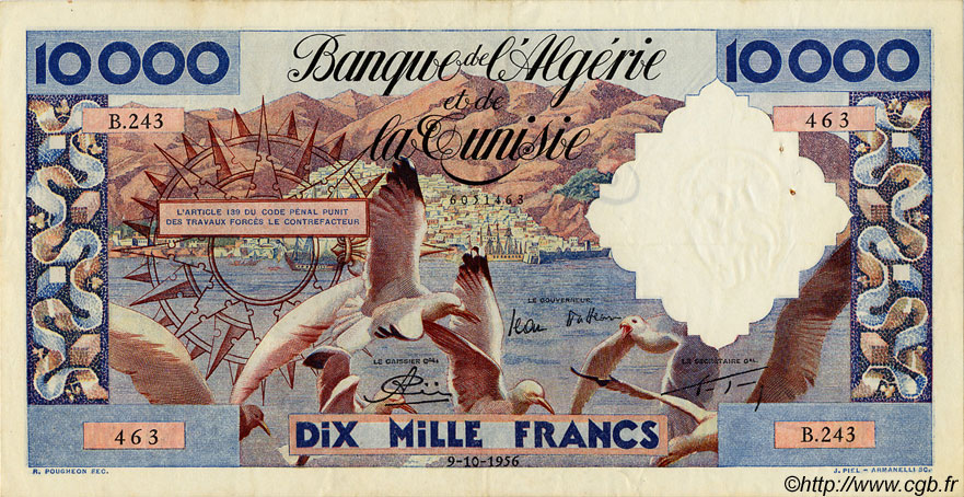 10000 Francs ALGÉRIE  1955 P.043 TTB+