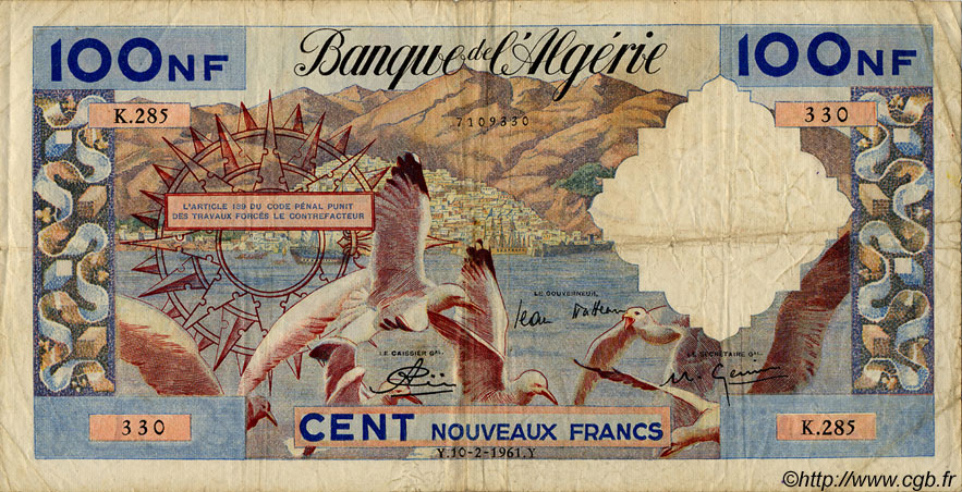 100 Nouveaux Francs  ALGÉRIE  1959 P.121b TB