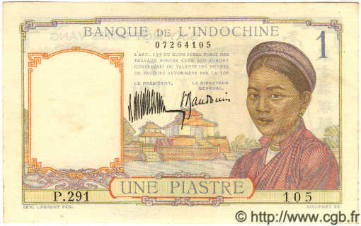 1 Piastre FRENCH INDOCHINA  1935 P.052 UNC-