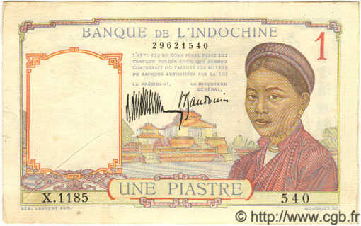 1 Piastre FRENCH INDOCHINA  1932 P.054a VF