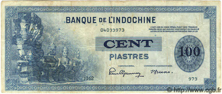 100 Piastres INDOCHINE FRANÇAISE  1945 P.078 TTB