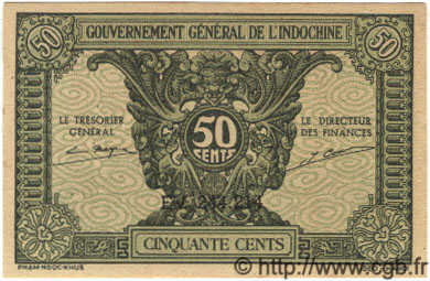 50 Cents FRENCH INDOCHINA  1939 P.091 UNC
