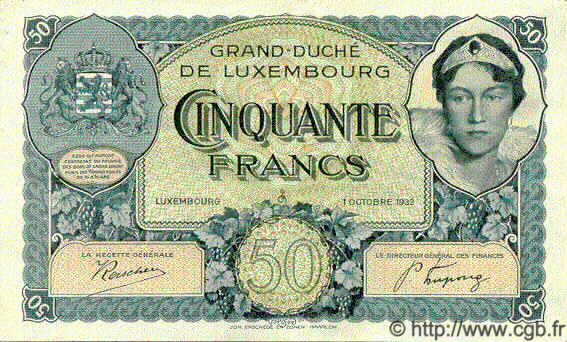 50 Francs Spécimen LUXEMBURGO  1932 P.38as EBC+