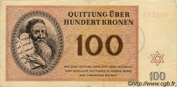 100 Kronen ISRAËL Terezin 1943 WWII. TTB