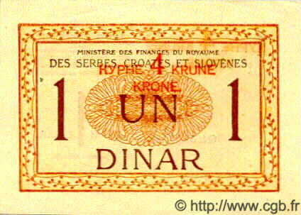 4 Kronen  sur 1 Dinar YOUGOSLAVIE  1919 P.015 SPL
