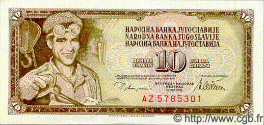 10 Dinara YUGOSLAVIA  1978 P.087 UNC