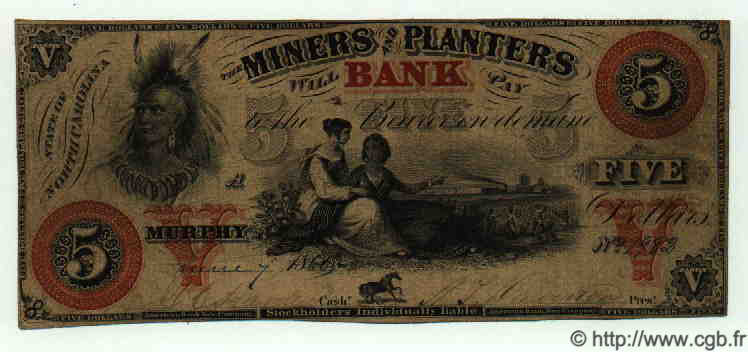 5 Dollars UNITED STATES OF AMERICA  1869  F - VF