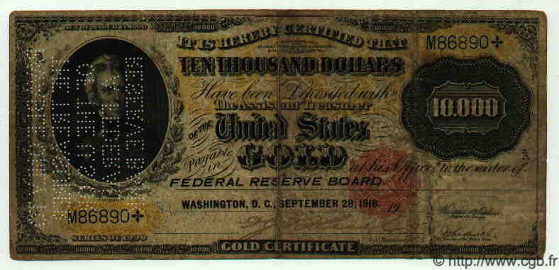 10000 Dollars STATI UNITI D AMERICA  1916 P.268b MB
