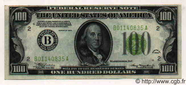 100 Dollars STATI UNITI D AMERICA New York 1934 P.433L FDC