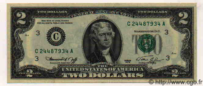 2 Dollars VEREINIGTE STAATEN VON AMERIKA Philadelphie 1976 P.461 fST