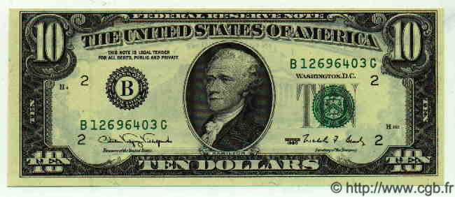 10 Dollars UNITED STATES OF AMERICA New York 1990 P.494 UNC