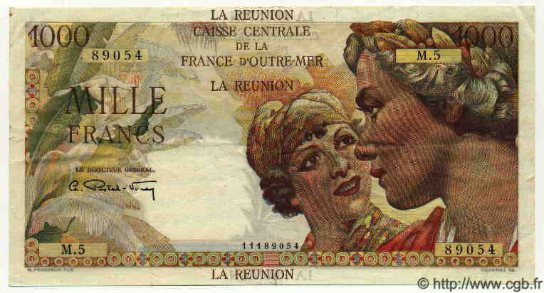 1000 Francs Union Française  ÎLE DE LA RÉUNION  1946 P.47 SUP