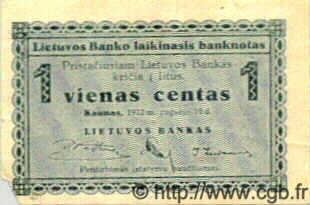 1 Centas LITUANIA  1922 P.01 q.BB