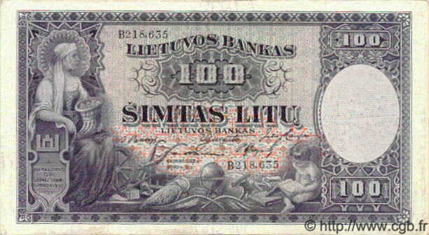 100 Litu LITAUEN  1928 P.25 SS