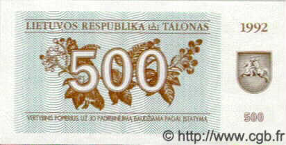 500 Talonu LITAUEN  1992 P.44 ST