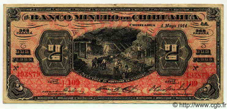 2 Pesos MEXICO  1914 PS.0184 MBC