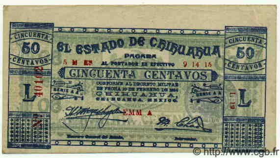 50 Centavos MEXICO  1915 PS.0527a SC