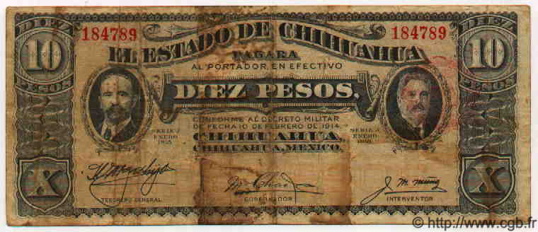 10 Pesos MEXICO  1915 PS.0534b G