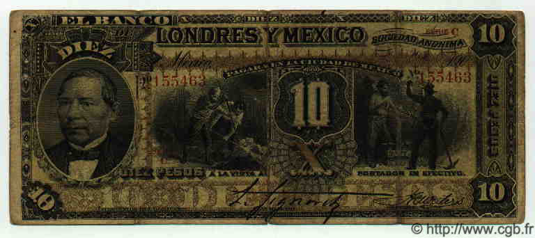 10 Pesos MEXICO  1902 PS.0234d F-