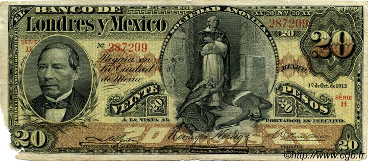 20 Pesos MEXICO  1913 PS.0235d G