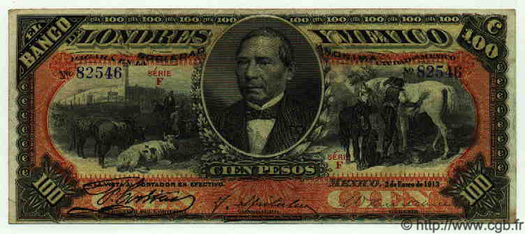 100 Pesos MEXICO  1913 PS.0237e SS
