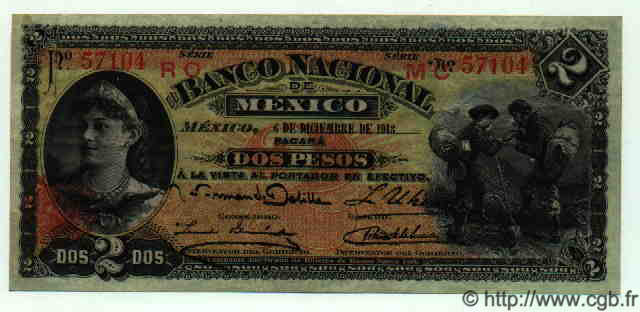 2 Pesos MEXICO  1913 PS.0256a BB