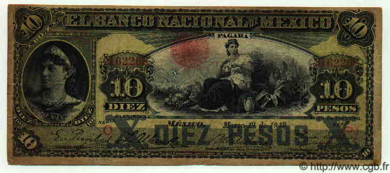 10 Pesos MEXICO  1912 PS.0258e RC+