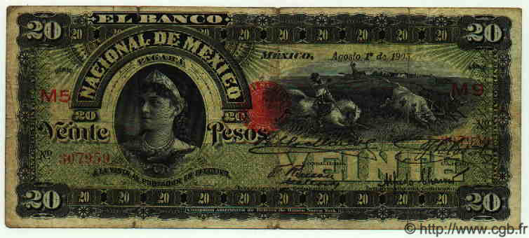 20 Pesos MEXICO  1905 PS.0259c fS