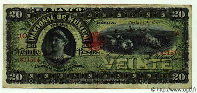 20 Pesos MEXICO  1913 PS.0259d SS