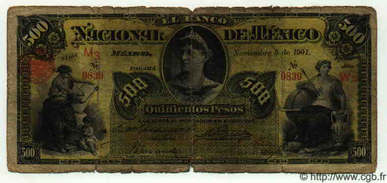 500 Pesos MEXICO  1901 PS.0262b q.B