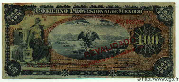 100 Pesos MEXICO  1914 PS.0708b MBC+
