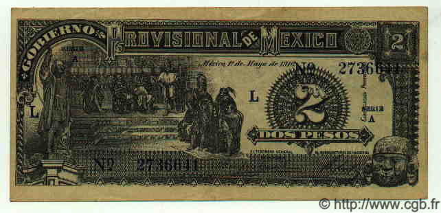 2 Pesos MEXICO  1916 PS.0711a VF