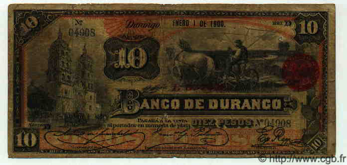 10 Pesos MEXICO Durango 1900 PS.0274b RC
