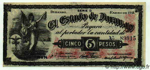 5 Pesos MEXICO  1914 PS.0732a fST