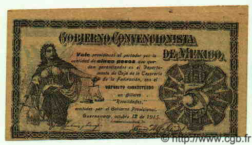 5 Pesos MEXICO Cuernavaca 1915 PS.0909a fVZ