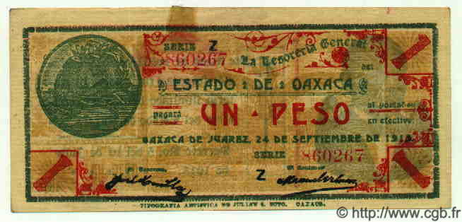 1 Peso MEXICO  1915 PS.0953a MBC