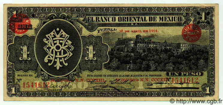 1 Peso MEXICO Puebla 1914 PS.0388a EBC+