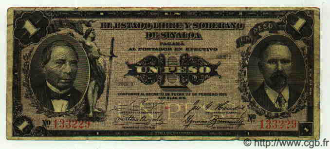 1 Peso MEXICO San Blas 1915 PS.1043a F+