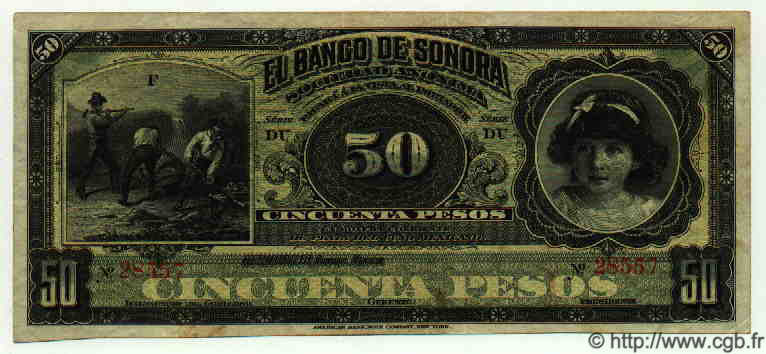 50 Pesos MEXICO  1911 PS.0422d MBC