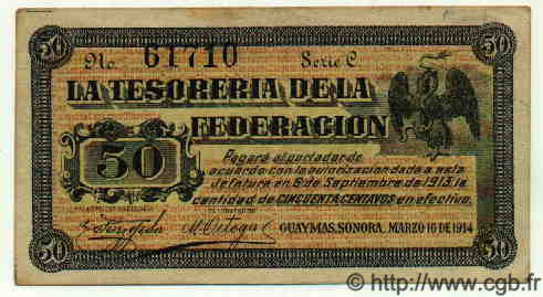50 Centavos MEXICO Guaymas 1914 PS.1059a BB