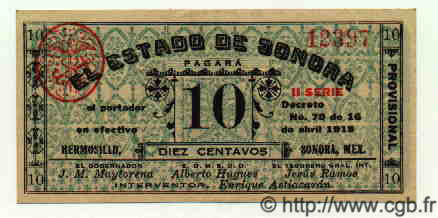 10 Centavos MEXICO Hermosillo 1915 PS.1078a fST