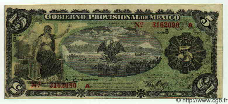 5 Pesos MEXICO Veracruz 1914 PS.1104a MBC