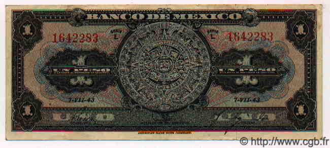 1 Peso MEXICO  1943 P.710a BB