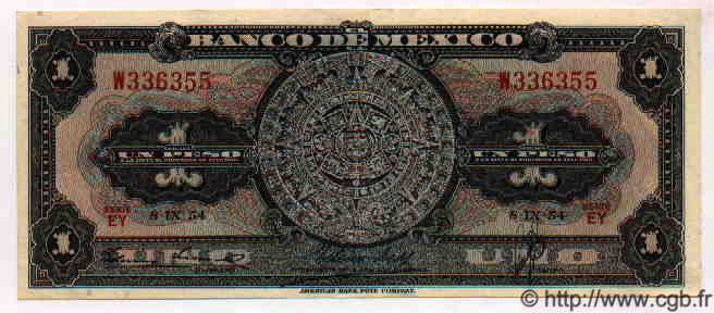 1 Peso MEXICO  1954 P.711Ab MBC+ a EBC