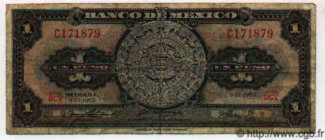 1 Peso MEXICO  1965 P.712i fS