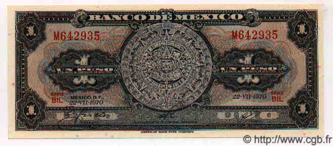 1 Peso MEXICO  1970 P.712l q.FDC