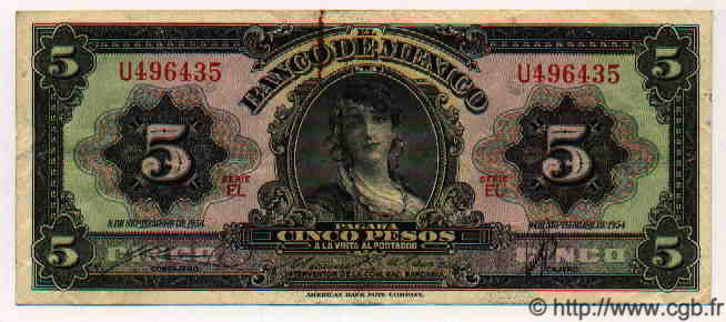 5 Pesos MEXICO  1954 P.714c SS