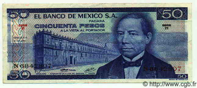 50 Pesos MEXICO  1973 P.726a MBC+