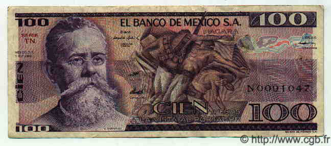 100 Pesos MEXICO  1981 P.732b VF