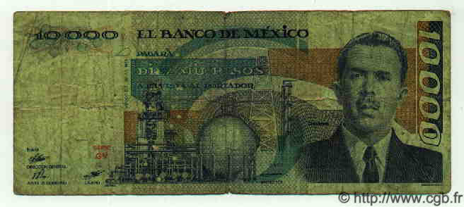 10000 Pesos MEXICO  1983 P.084b RC+